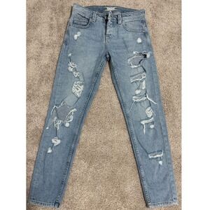 Terranova Original Denim Light Wash Distressed Ripped Straight Leg Jeans XS 36